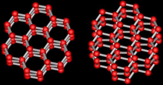 The hexagonal shape of an ice crystal 