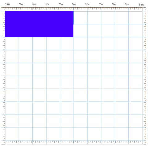 1/10 of a square meter is highlighted in purple