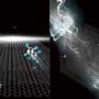 Two images showing the intercalation of the aluminum tetrachloride ions with the graphene sheets