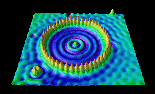 A corral made by placing 48 iron atoms in a circle, one at a time, onto a surface of gold (Reprinted with permission from IBM)