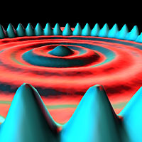 Another view of the circular quantum corral of iron atoms (Reprinted with permission from IBM)