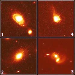 A quasar and its host galaxy (Image courtesy of the Space Telescope Science Institute, operated by the Association of Universities for Research in Astronomy, Inc., from NASA contract NAS5-26555)