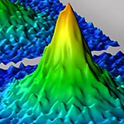 Closeup from image showing the emergence of the degenerate Fermi gas of atoms as the temperature is lowered. (image courtesy of NIST/JILA)