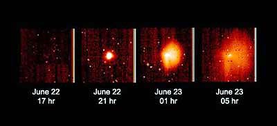 An outburst of sublimated gases on Tempel 1