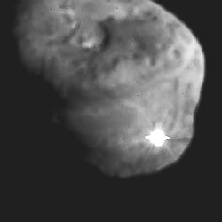 This image shows the initial ejecta that resulted when NASA's Deep Impact probe collided with comet Tempel 1