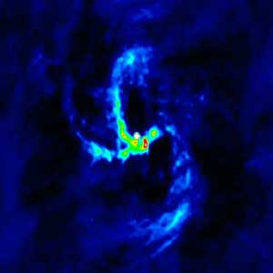 This radio image, made at a wavelength of 3.6 cm, shows the extremely compact radio source