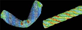 Two nanotubes, one bent (image courtesy of NASA)