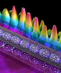 A nanotube filled with buckyballs. 