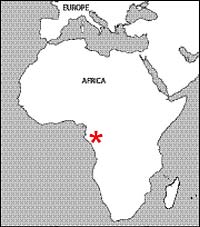 The natural reactor was located in Africa, in what is now the country of Gabon, as indicated on the map.