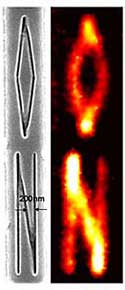 Here the superlens is imaging wires arranged into letters. 