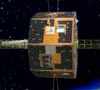 The IMAGE satellite; the axis of the satellite goes from left to right in this drawing; the extraordinarily long antennas are perpendicular to this axis. (drawing courtesy of NASA)