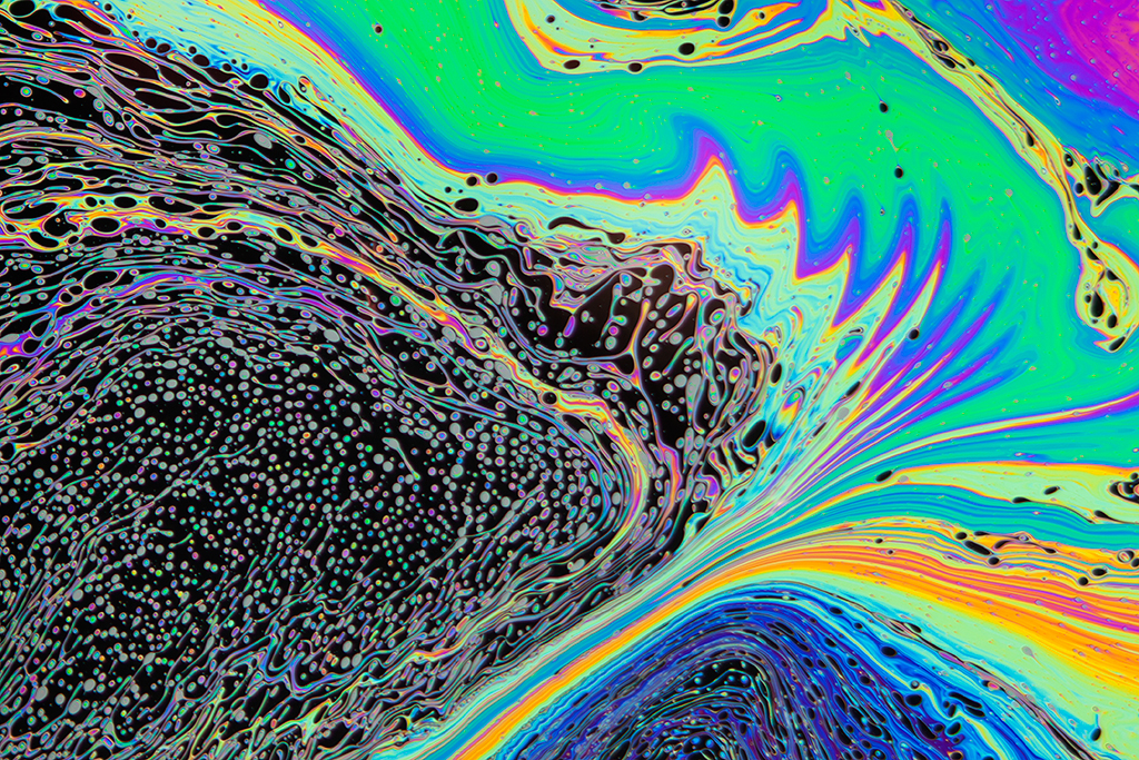 Constructive interference creates beautiful rainbows of color on a soap film