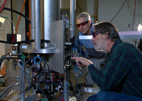 NIST physicists with the cesium fountain atomic clock