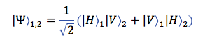 Formal bra-ket notation for the superposition of vertical and horizontal polarized light states.