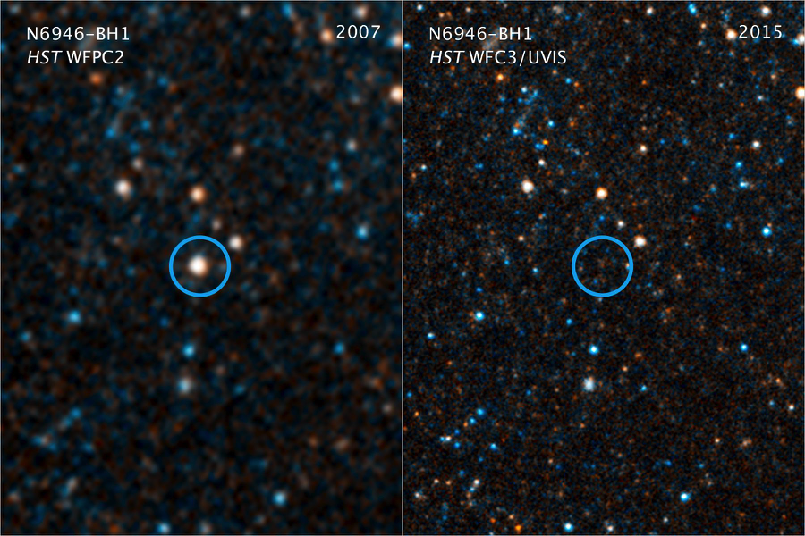 Hubble Space Telescope images: PIA21467: Massive Star Goes Out With a Whimper Instead of a Bang.