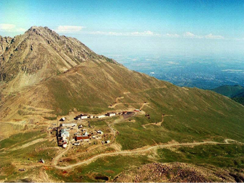 An old photograph of the Tien-Shan Mountain Cosmic Ray Station, where Groza is located.